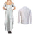 Samoa White Sunday Couples Matching Summer Maxi Dress and Long Sleeve Button Shirt Classic Siapo Style LT7 - Wonder Print Shop