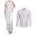 Samoa White Sunday Couples Matching Tank Maxi Dress and Long Sleeve Button Shirt Classic Siapo Style LT7 - Wonder Print Shop