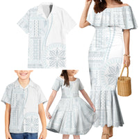 Samoa White Sunday Family Matching Mermaid Dress and Hawaiian Shirt Classic Siapo Style LT7 - Wonder Print Shop