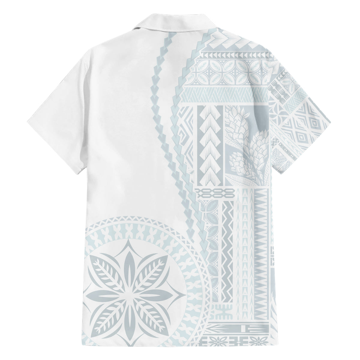 Samoa White Sunday Family Matching Short Sleeve Bodycon Dress and Hawaiian Shirt Classic Siapo Style - Wonder Print Shop