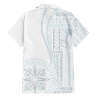 Samoa White Sunday Family Matching Short Sleeve Bodycon Dress and Hawaiian Shirt Classic Siapo Style - Wonder Print Shop