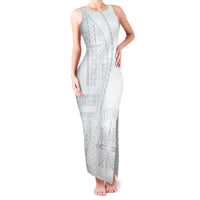 Samoa White Sunday Family Matching Tank Maxi Dress and Hawaiian Shirt Classic Siapo Style - Wonder Print Shop