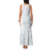 Samoa White Sunday Family Matching Tank Maxi Dress and Hawaiian Shirt Classic Siapo Style - Wonder Print Shop