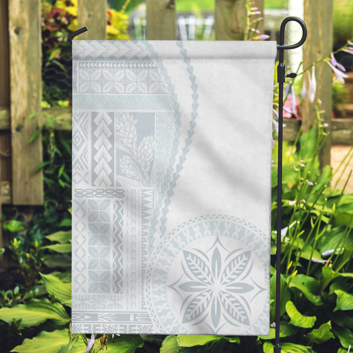 Samoa White Sunday Garden Flag Classic Siapo Style - Wonder Print Shop