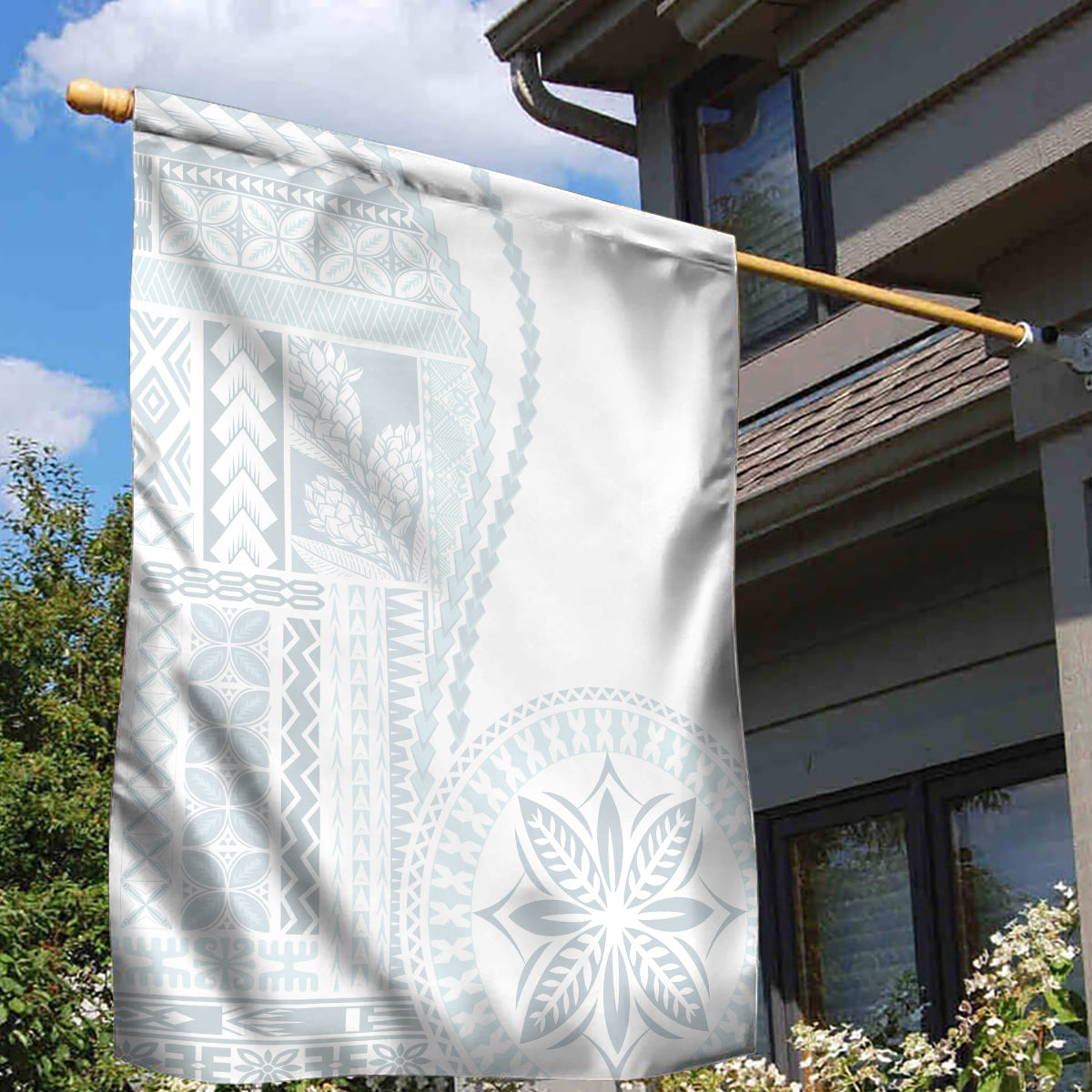 Samoa White Sunday Garden Flag Classic Siapo Style - Wonder Print Shop
