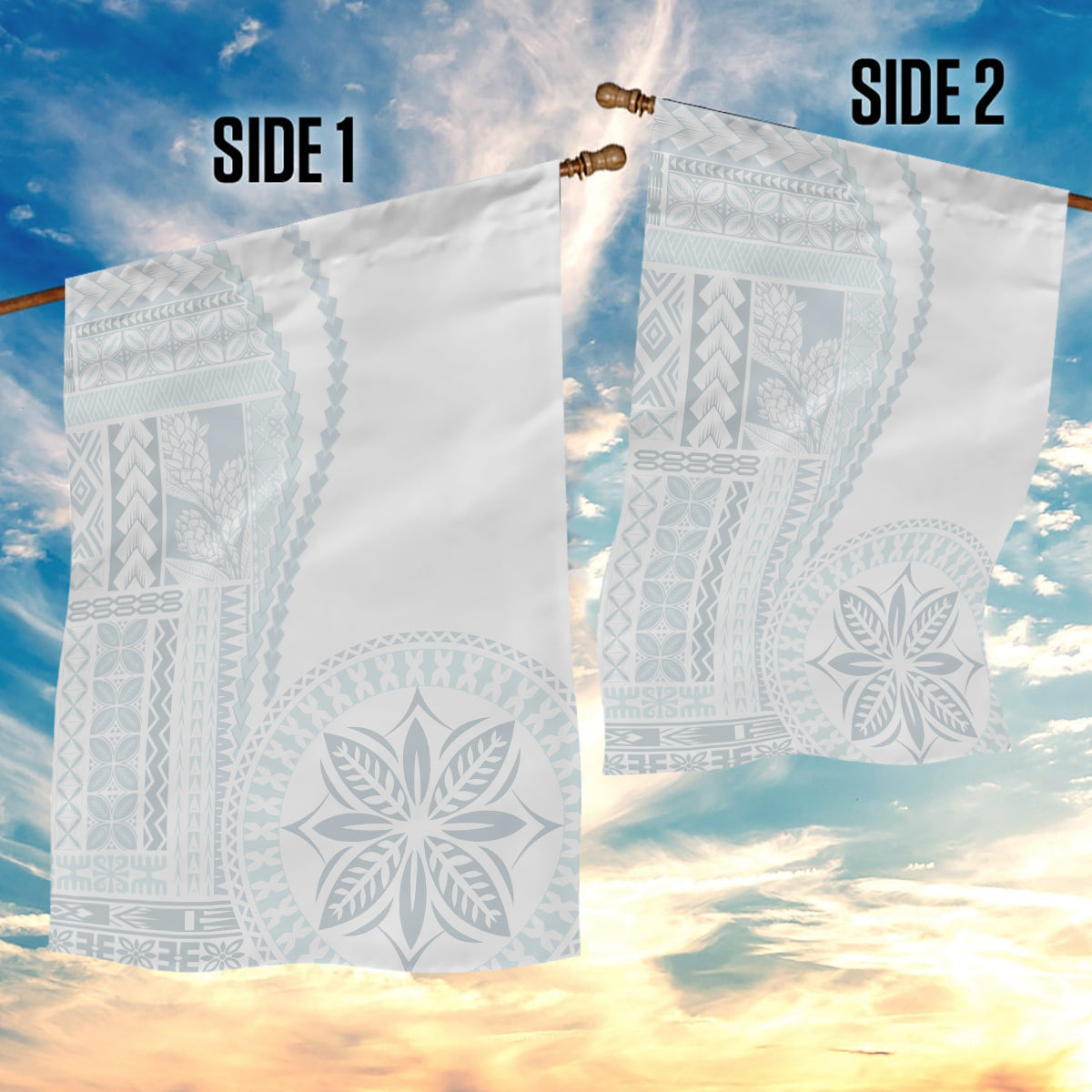 Samoa White Sunday Garden Flag Classic Siapo Style - Wonder Print Shop