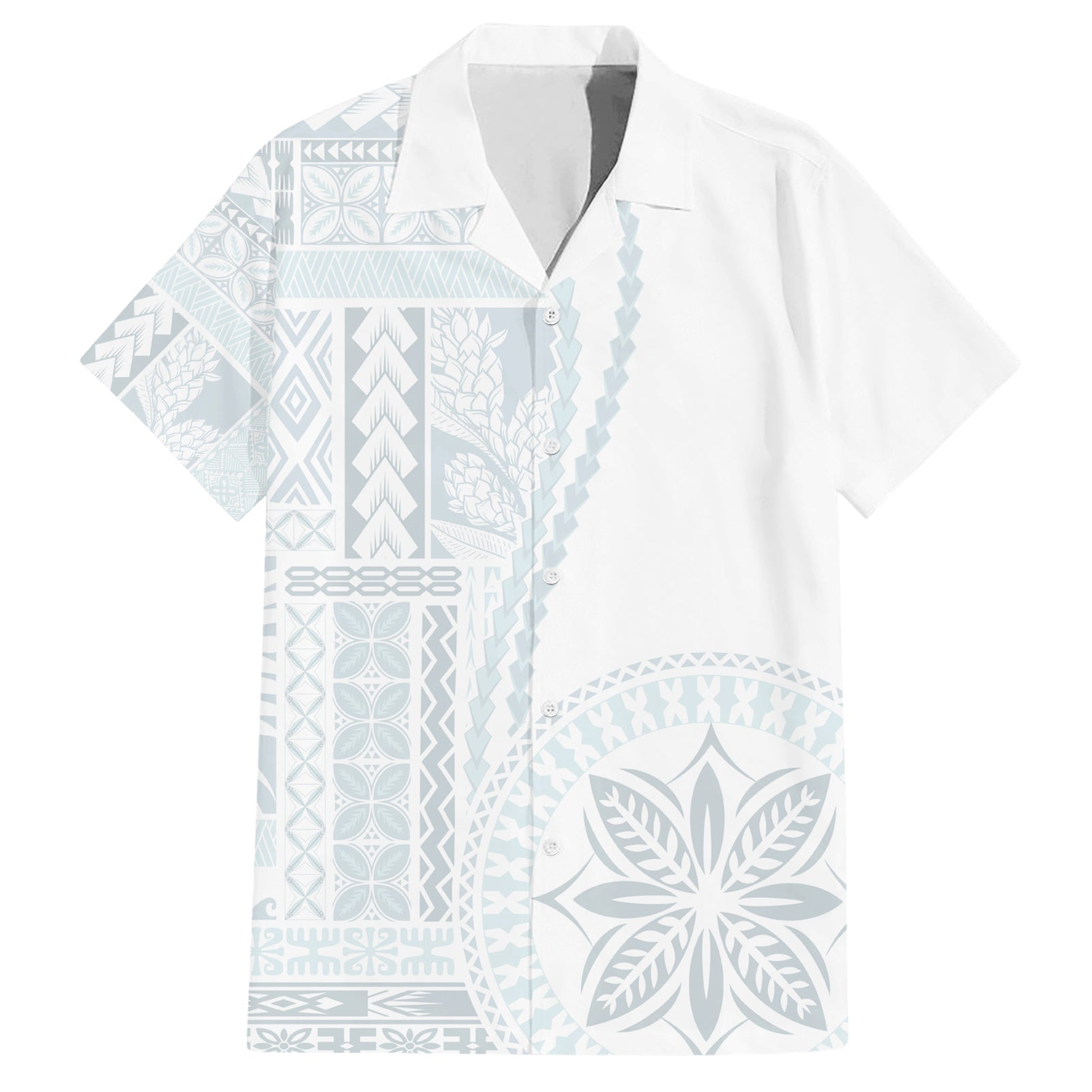 Samoa White Sunday Hawaiian Shirt Classic Siapo Style - Wonder Print Shop