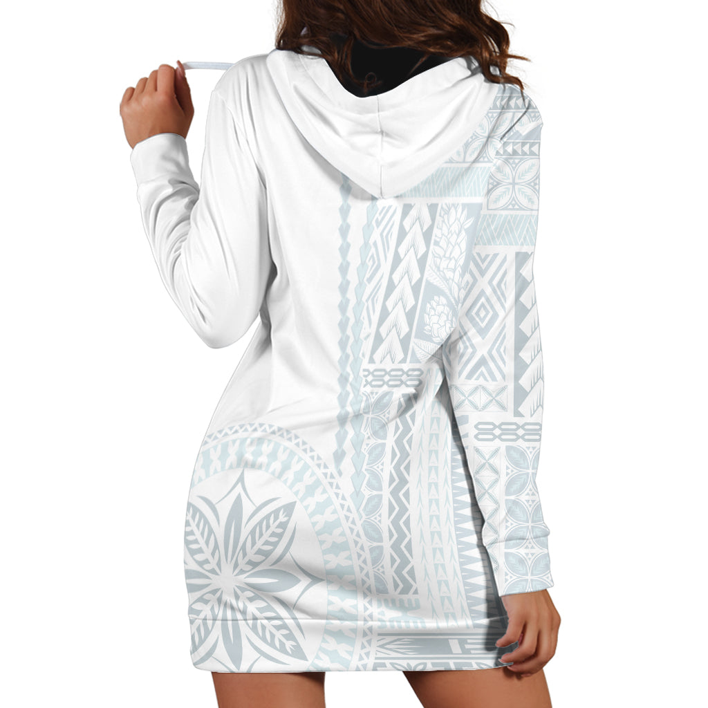 Samoa White Sunday Hoodie Dress Classic Siapo Style - Wonder Print Shop