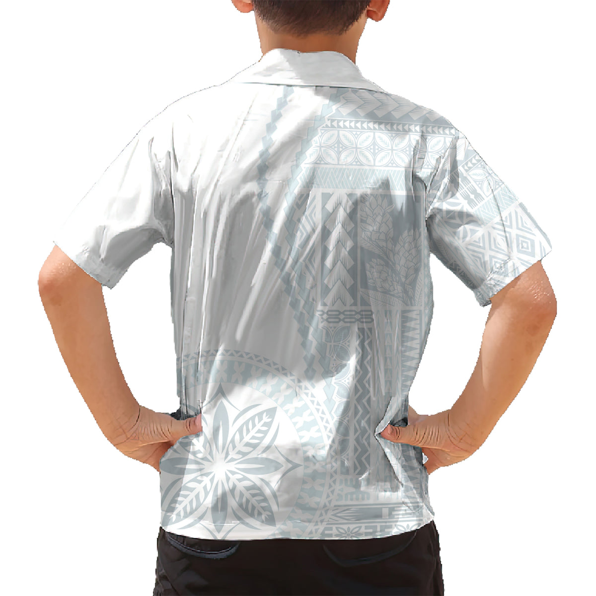 Samoa White Sunday Kid Hawaiian Shirt Classic Siapo Style - Wonder Print Shop
