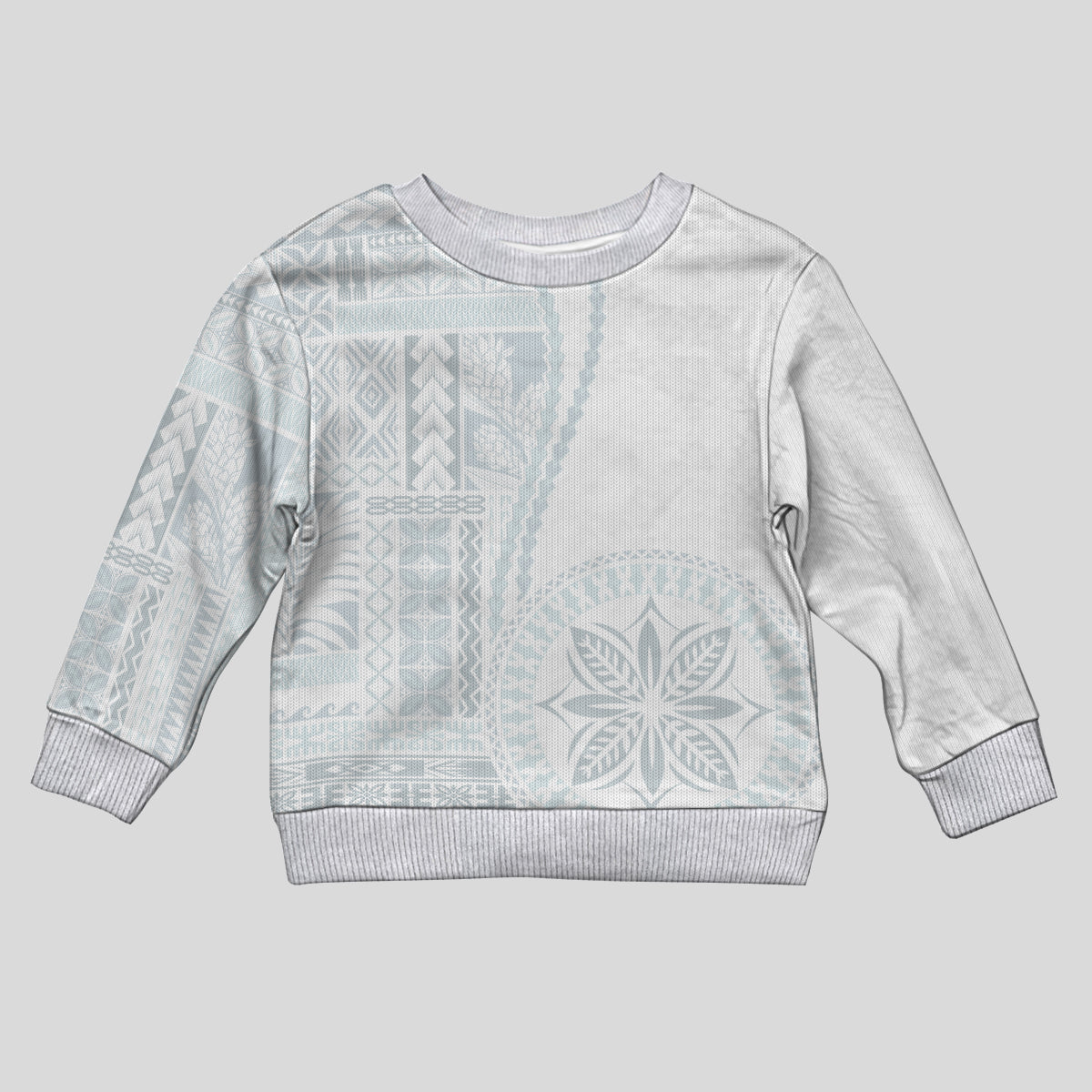 Samoa White Sunday Kid Ugly Christmas Sweater Classic Siapo Style - Wonder Print Shop