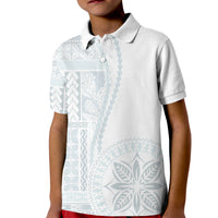 Samoa White Sunday Kid Polo Shirt Classic Siapo Style - Wonder Print Shop