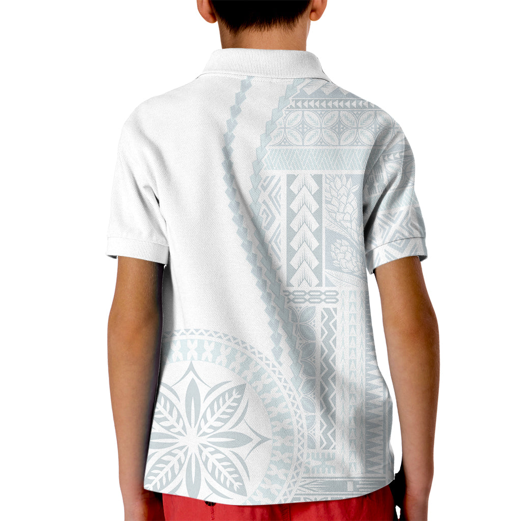 Samoa White Sunday Kid Polo Shirt Classic Siapo Style - Wonder Print Shop