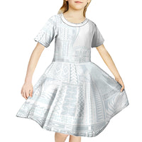Samoa White Sunday Kid Short Sleeve Dress Classic Siapo Style - Wonder Print Shop