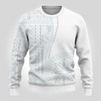 Samoa White Sunday Ugly Christmas Sweater Classic Siapo Style - Wonder Print Shop