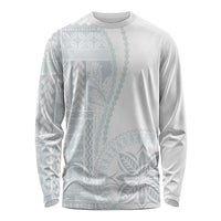 Samoa White Sunday Long Sleeve Shirt Classic Siapo Style - Wonder Print Shop