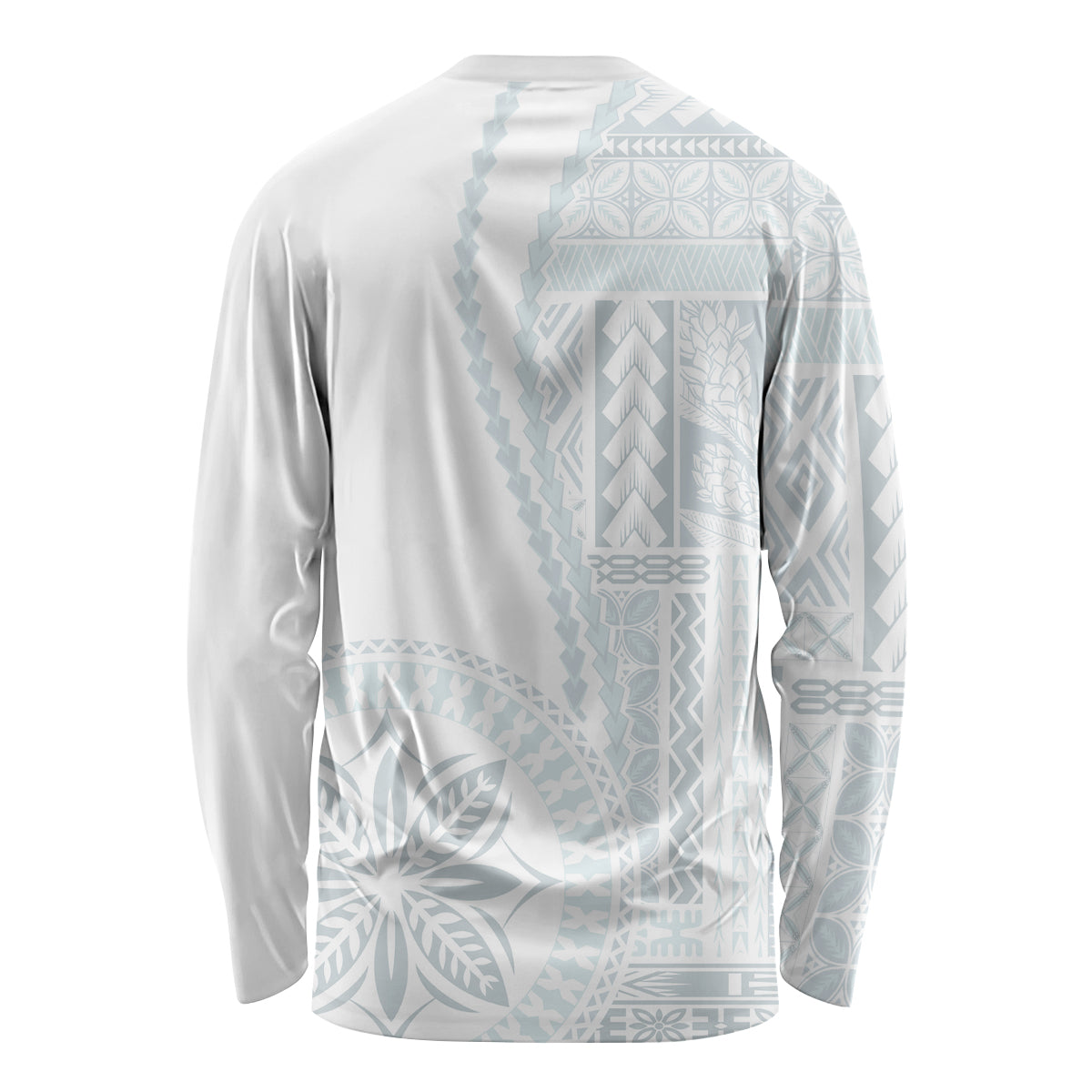 Samoa White Sunday Long Sleeve Shirt Classic Siapo Style - Wonder Print Shop