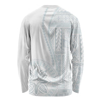Samoa White Sunday Long Sleeve Shirt Classic Siapo Style - Wonder Print Shop