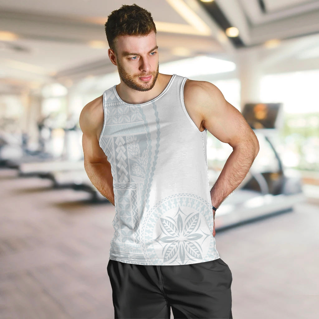 Samoa White Sunday Men Tank Top Classic Siapo Style - Wonder Print Shop