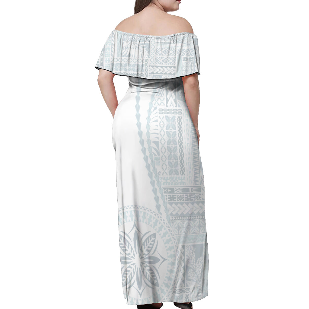 Samoa White Sunday Off Shoulder Maxi Dress Classic Siapo Style - Wonder Print Shop