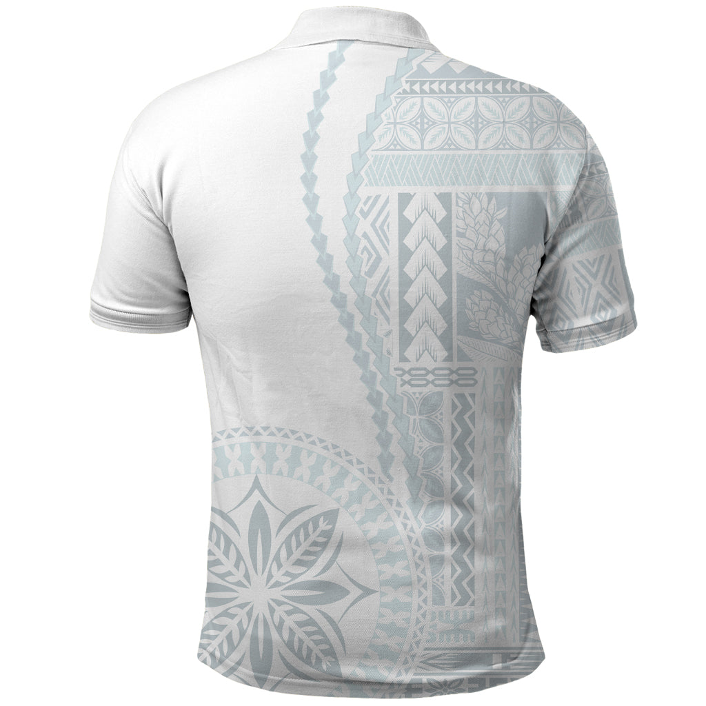 Samoa White Sunday Polo Shirt Classic Siapo Style - Wonder Print Shop