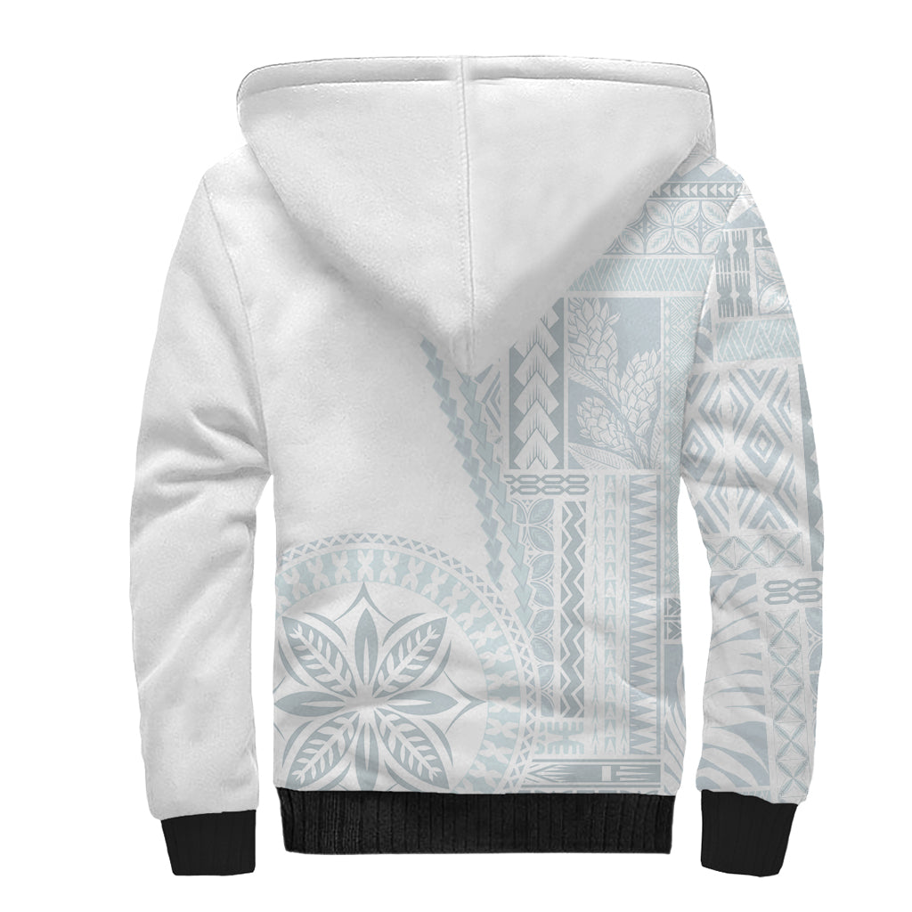 Samoa White Sunday Sherpa Hoodie Classic Siapo Style - Wonder Print Shop