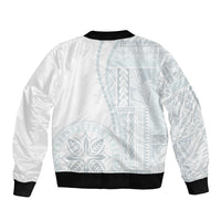 Samoa White Sunday Sleeve Zip Bomber Jacket Classic Siapo Style - Wonder Print Shop