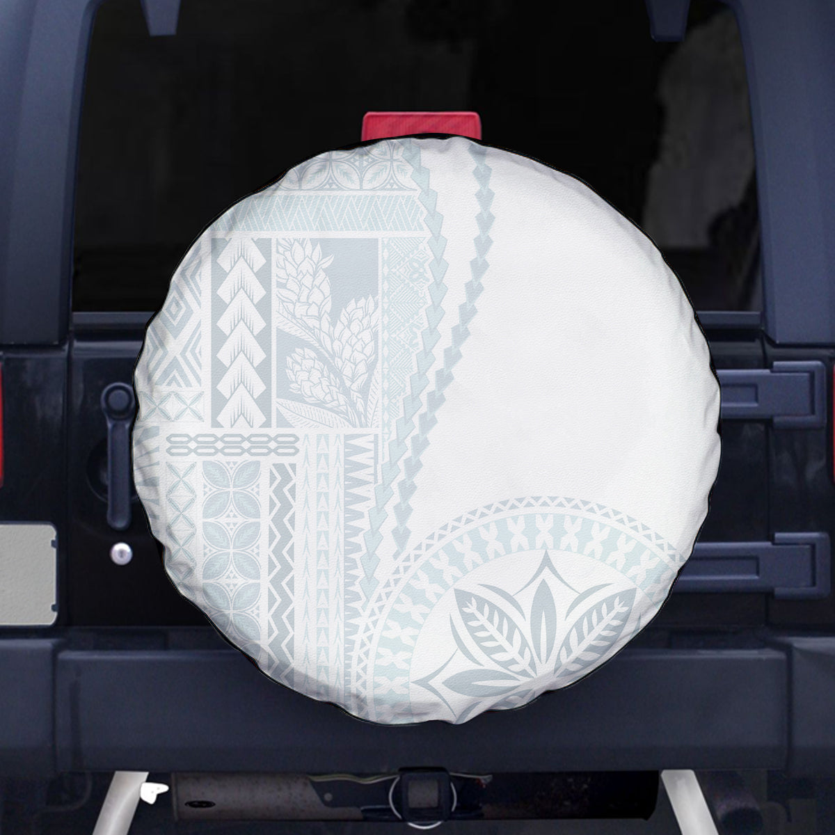 Samoa White Sunday Spare Tire Cover Classic Siapo Style - Wonder Print Shop
