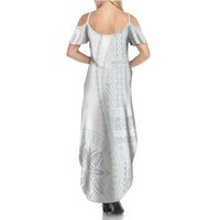 Samoa White Sunday Summer Maxi Dress Classic Siapo Style - Wonder Print Shop