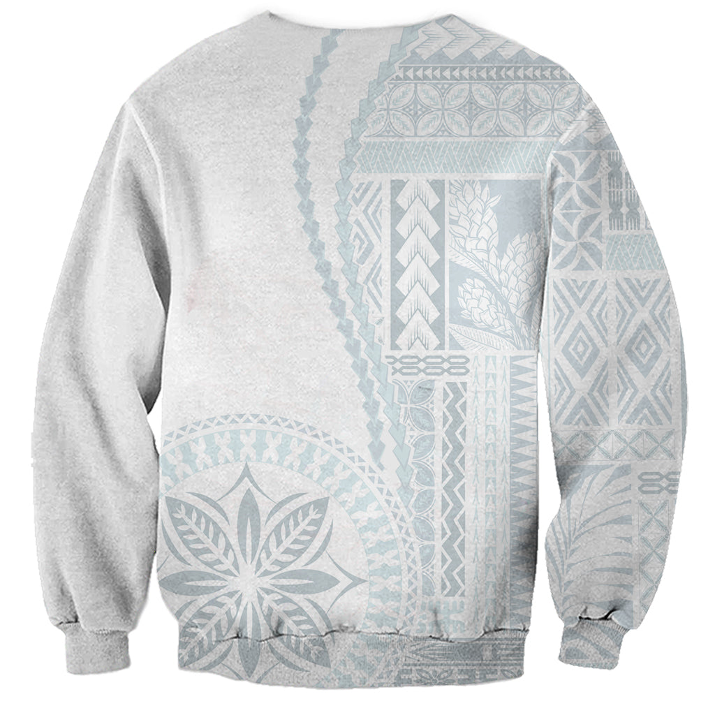 Samoa White Sunday Sweatshirt Classic Siapo Style - Wonder Print Shop