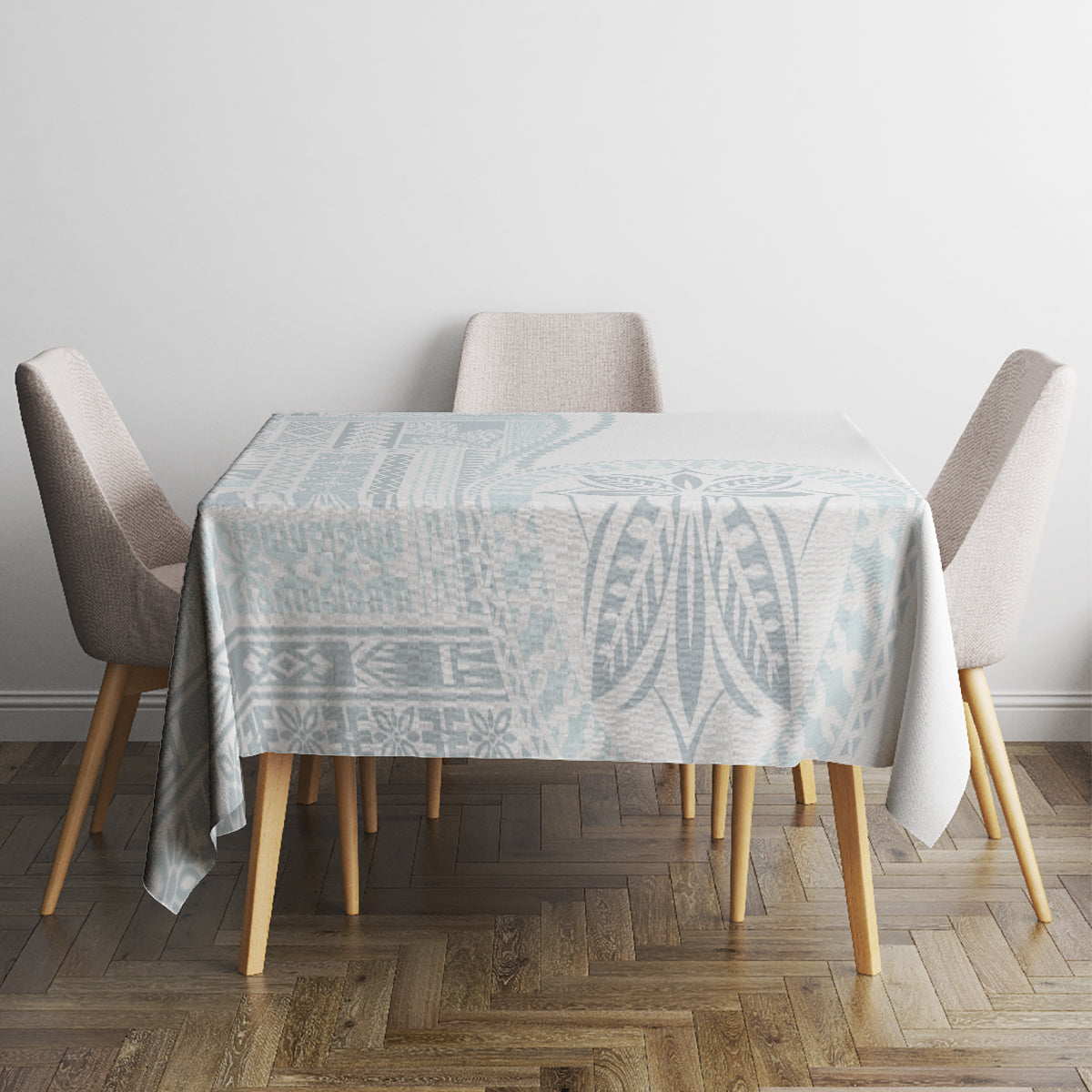 Samoa White Sunday Tablecloth Classic Siapo Style - Wonder Print Shop