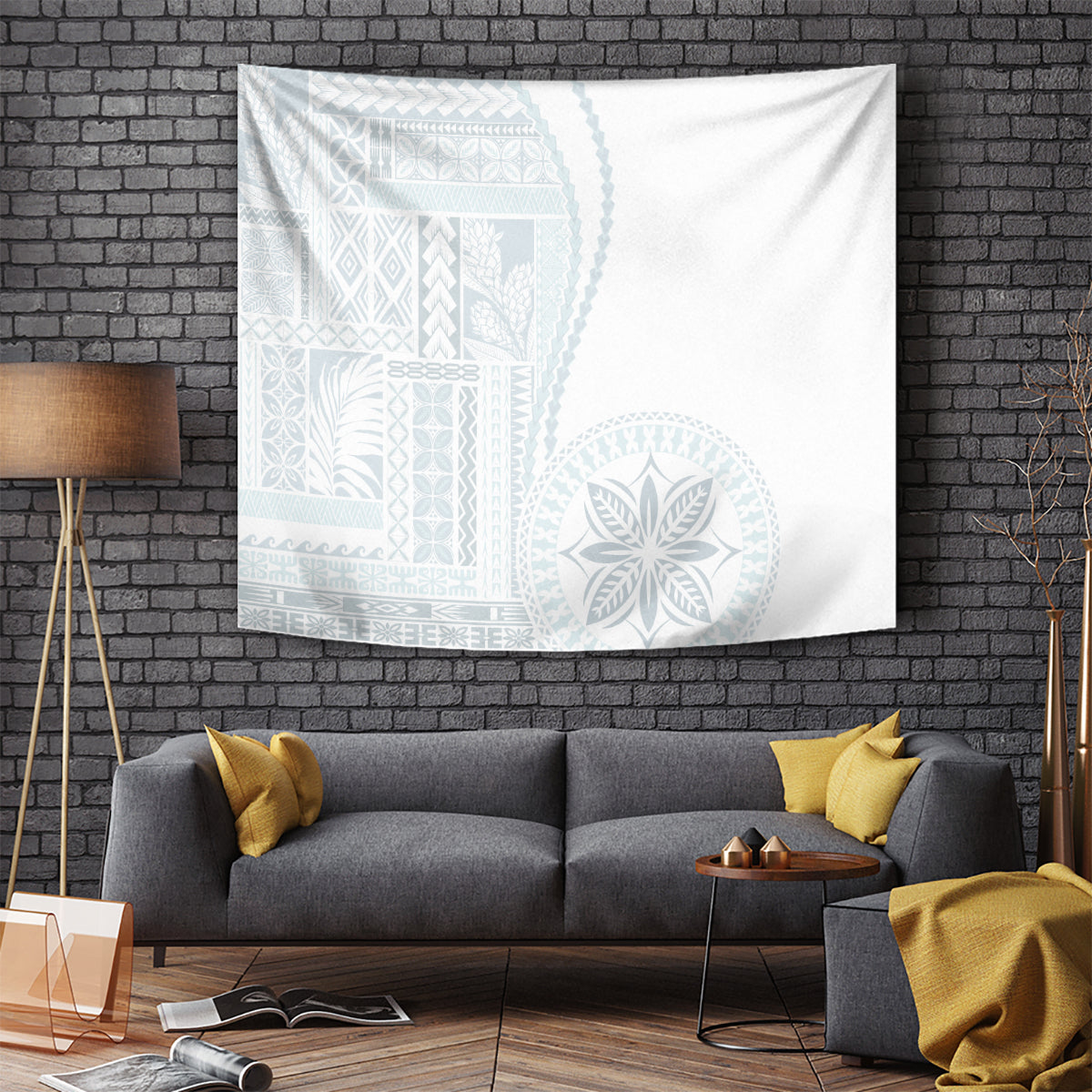 Samoa White Sunday Tapestry Classic Siapo Style - Wonder Print Shop