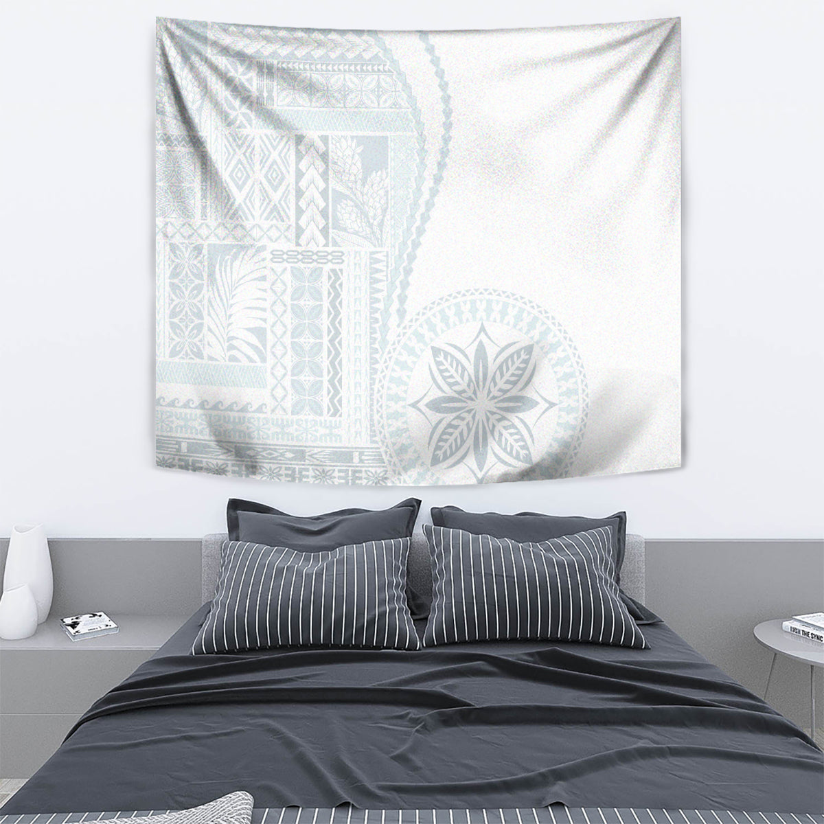 Samoa White Sunday Tapestry Classic Siapo Style - Wonder Print Shop