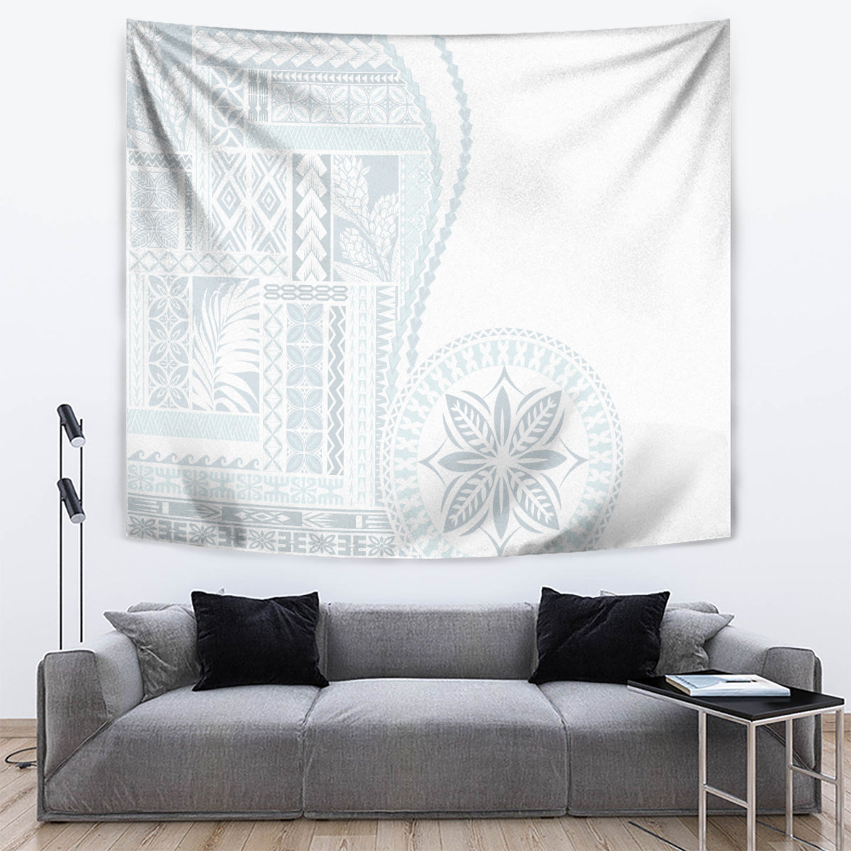 Samoa White Sunday Tapestry Classic Siapo Style - Wonder Print Shop