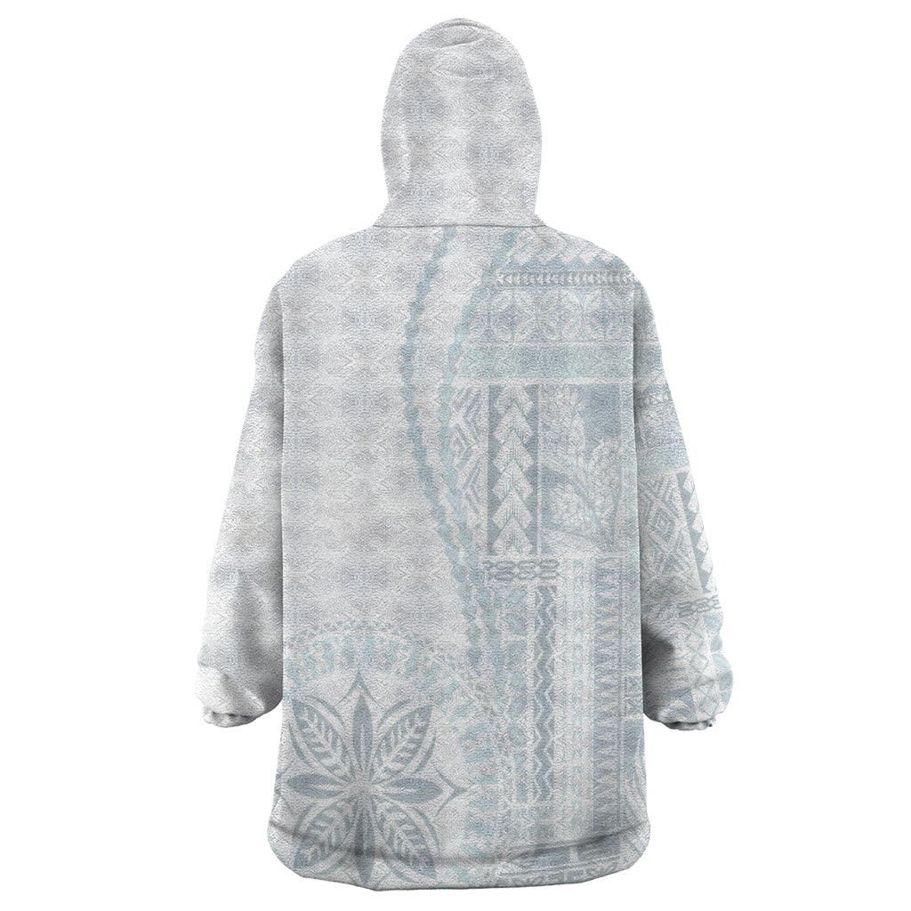 Samoa White Sunday Wearable Blanket Hoodie Classic Siapo Style - Wonder Print Shop
