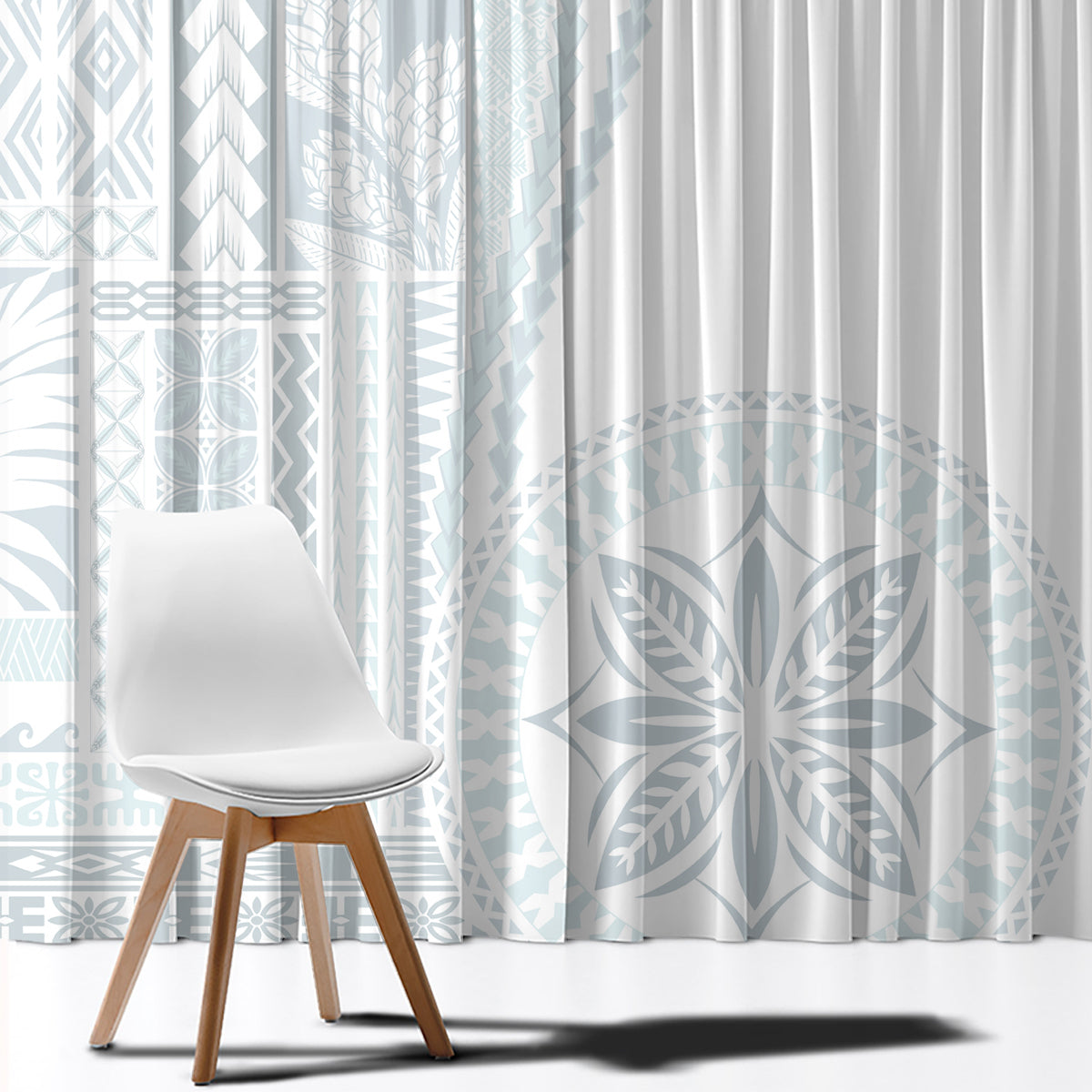 Samoa White Sunday Window Curtain Classic Siapo Style - Wonder Print Shop