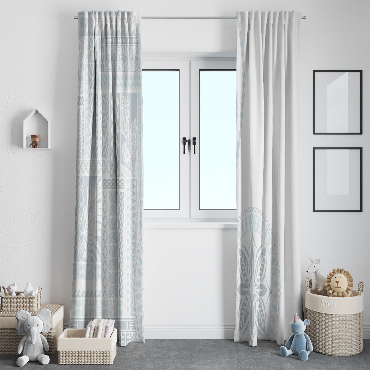 Samoa White Sunday Window Curtain Classic Siapo Style - Wonder Print Shop