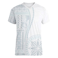 Samoa White Sunday Women V Neck T Shirt Classic Siapo Style - Wonder Print Shop
