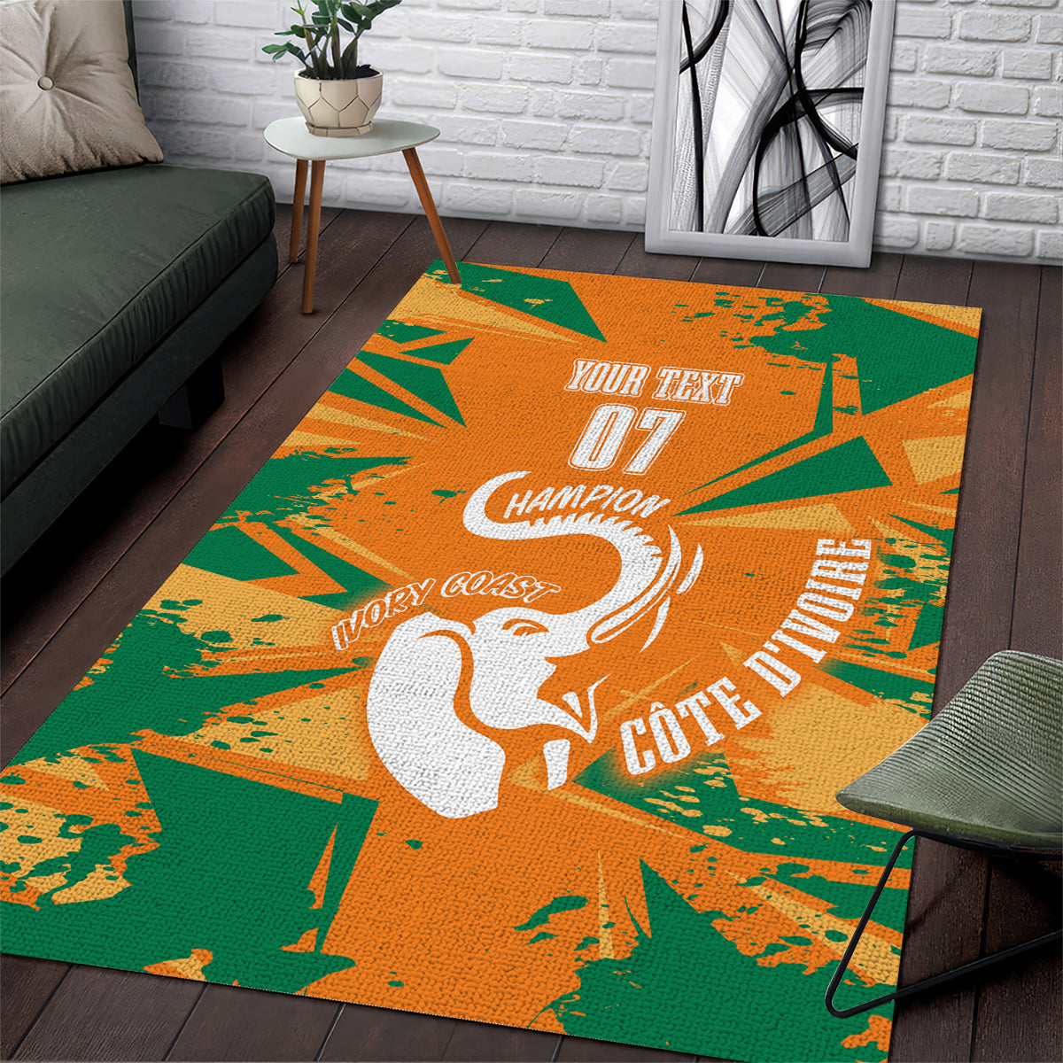 Ivory Coast Football Custom Area Rug Les Elephants Champions LT7 - Wonder Print Shop