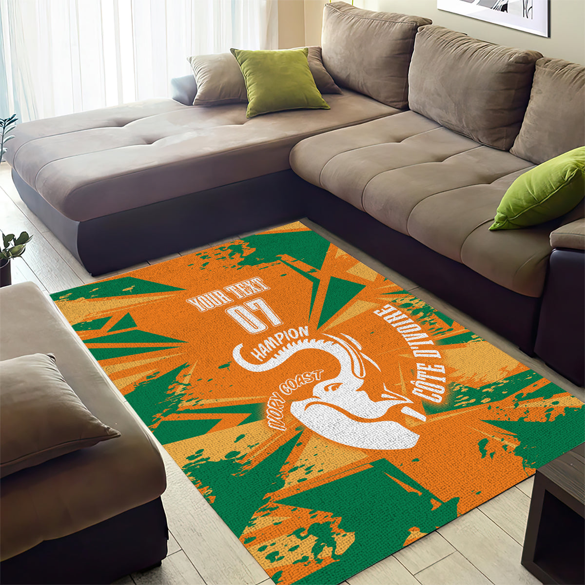 Ivory Coast Football Custom Area Rug Les Elephants Champions LT7 - Wonder Print Shop