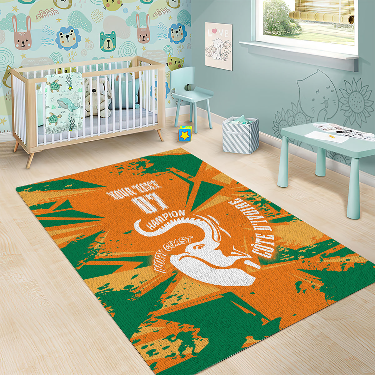 Ivory Coast Football Custom Area Rug Les Elephants Champions LT7 - Wonder Print Shop