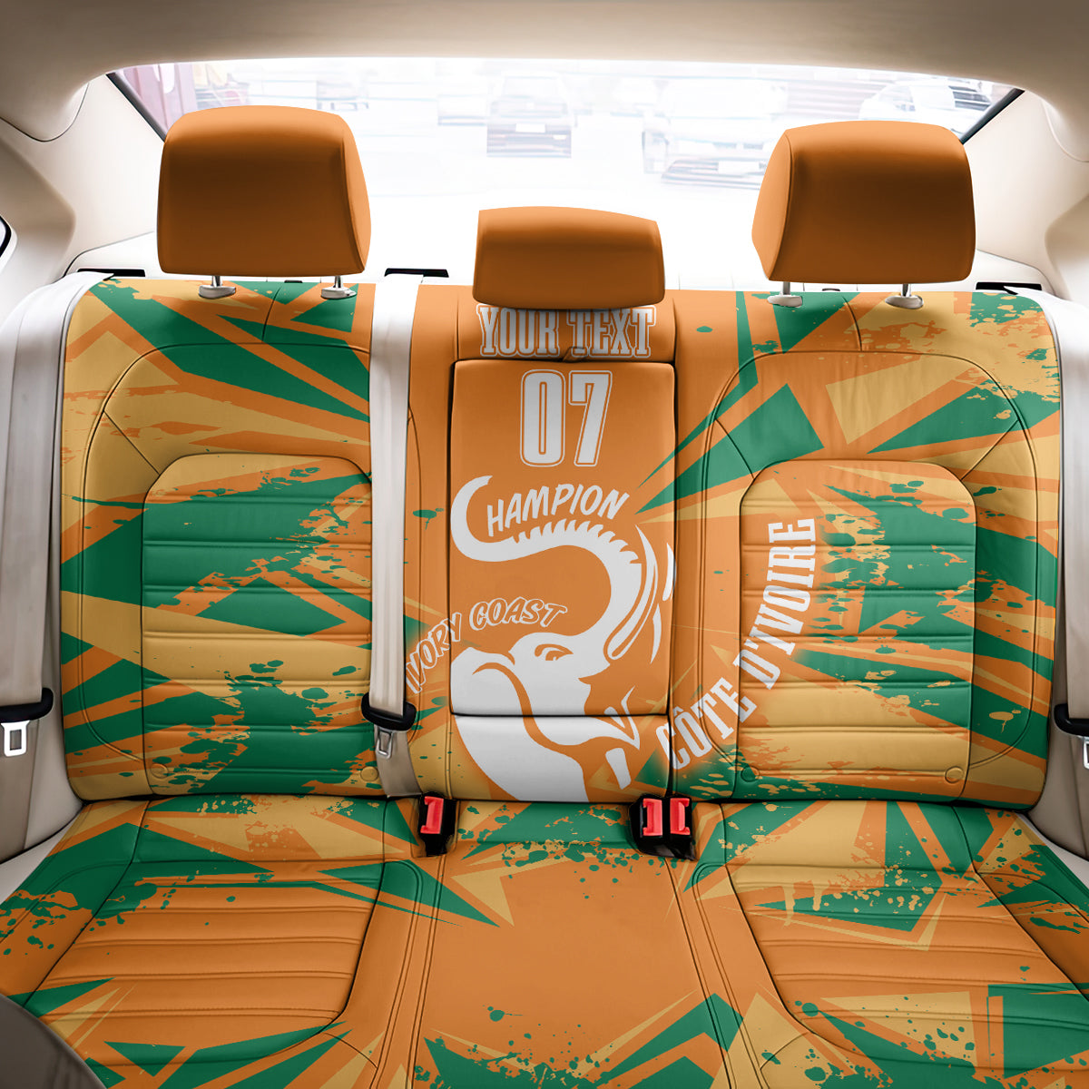Ivory Coast Football Custom Back Car Seat Cover Les Elephants Champions LT7 - Wonder Print Shop