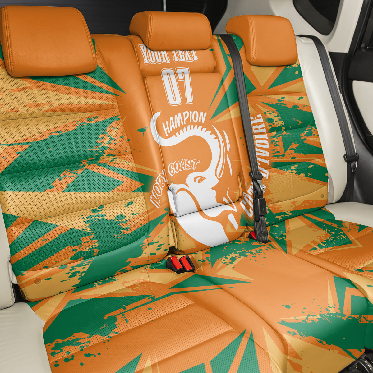 Ivory Coast Football Custom Back Car Seat Cover Les Elephants Champions LT7 - Wonder Print Shop