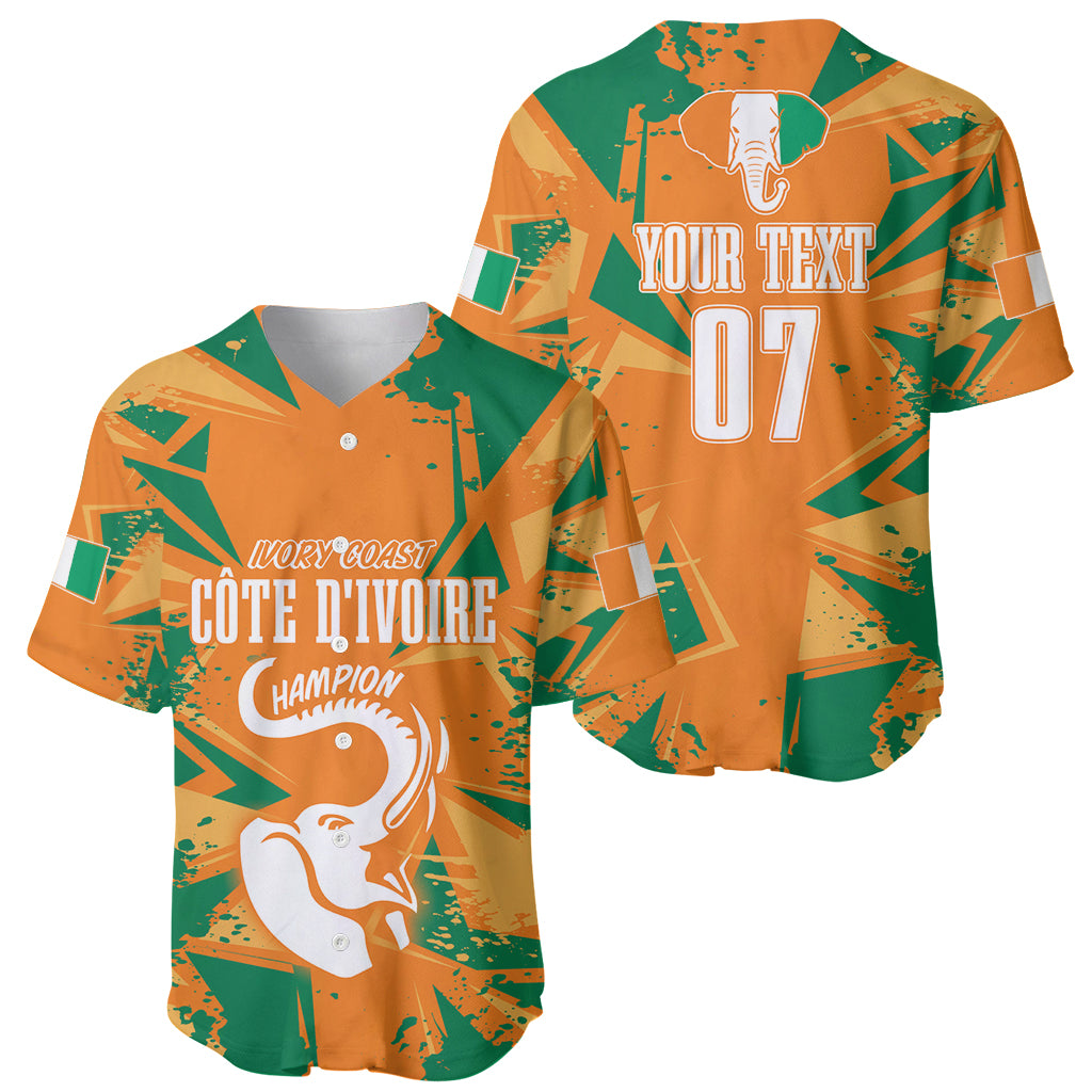 Ivory Coast Football Custom Baseball Jersey Les Elephants Champions LT7 - Wonder Print Shop