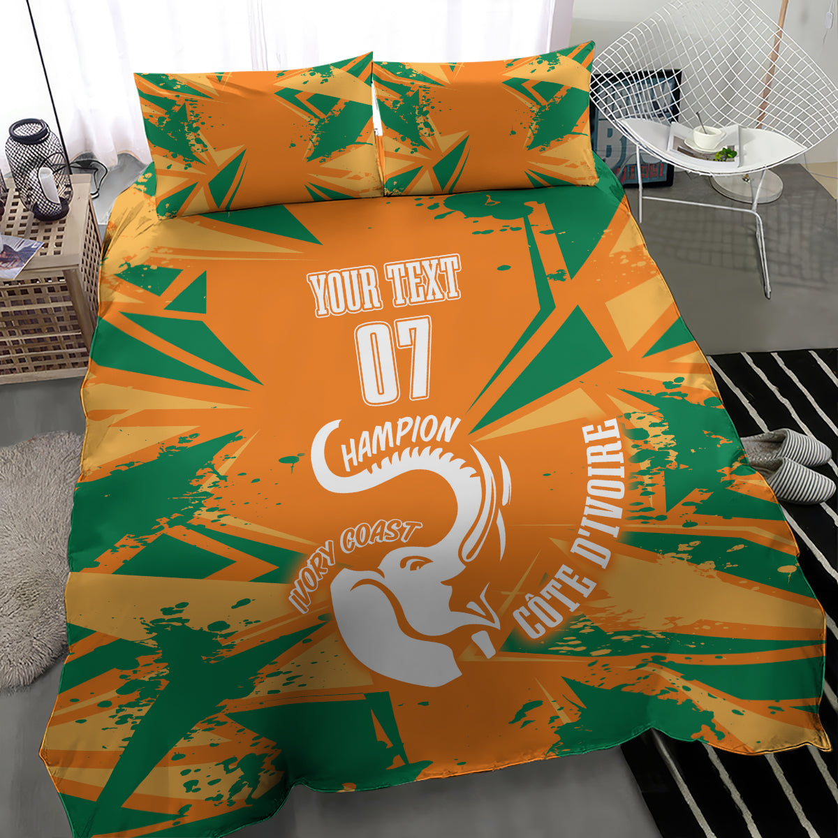 Ivory Coast Football Custom Bedding Set Les Elephants Champions LT7 - Wonder Print Shop