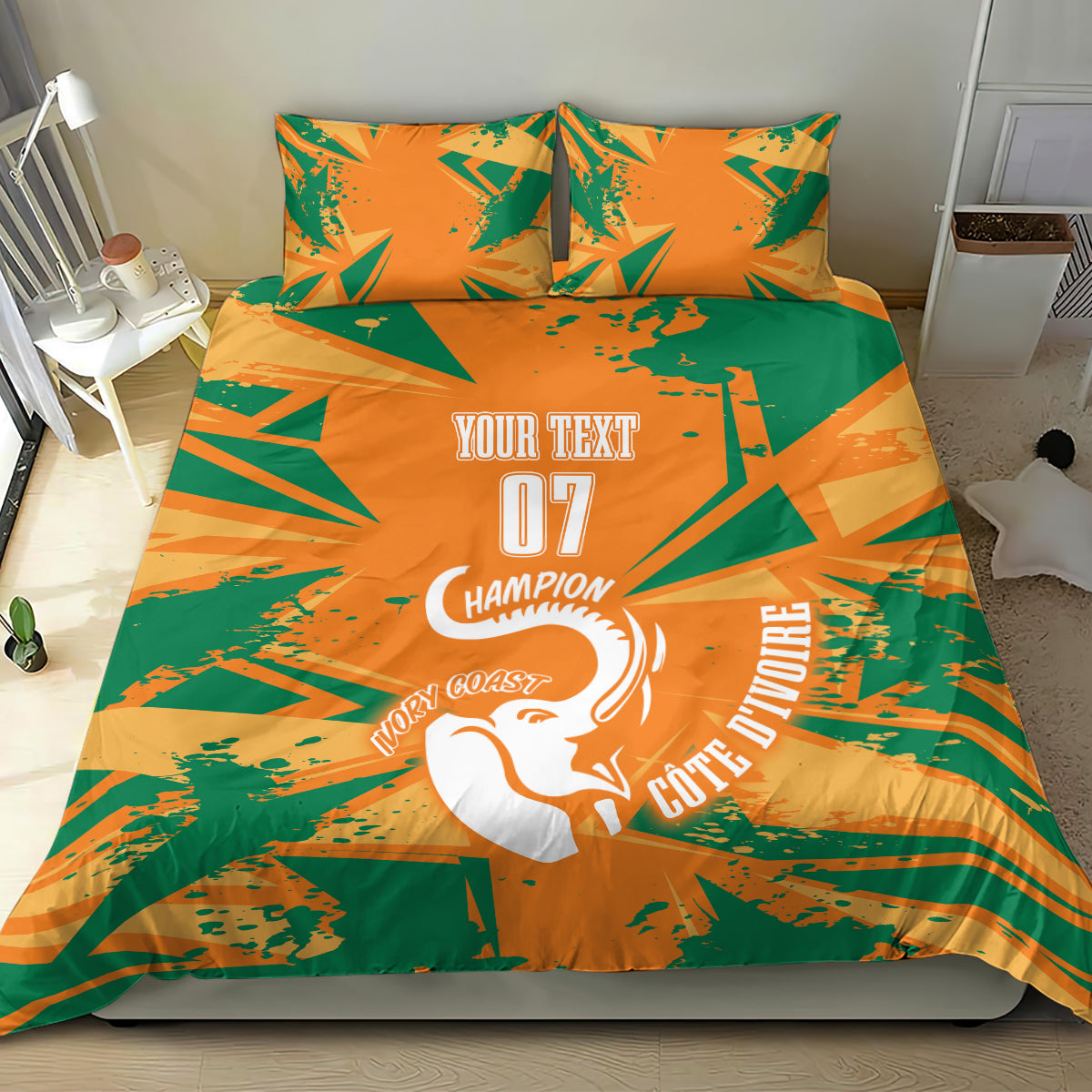 Ivory Coast Football Custom Bedding Set Les Elephants Champions LT7 - Wonder Print Shop
