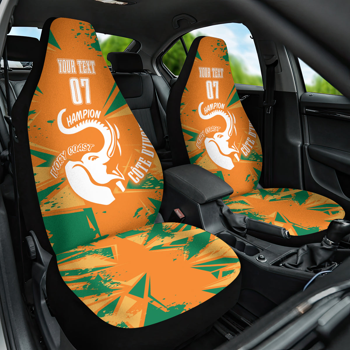 Ivory Coast Football Custom Car Seat Cover Les Elephants Champions LT7 - Wonder Print Shop