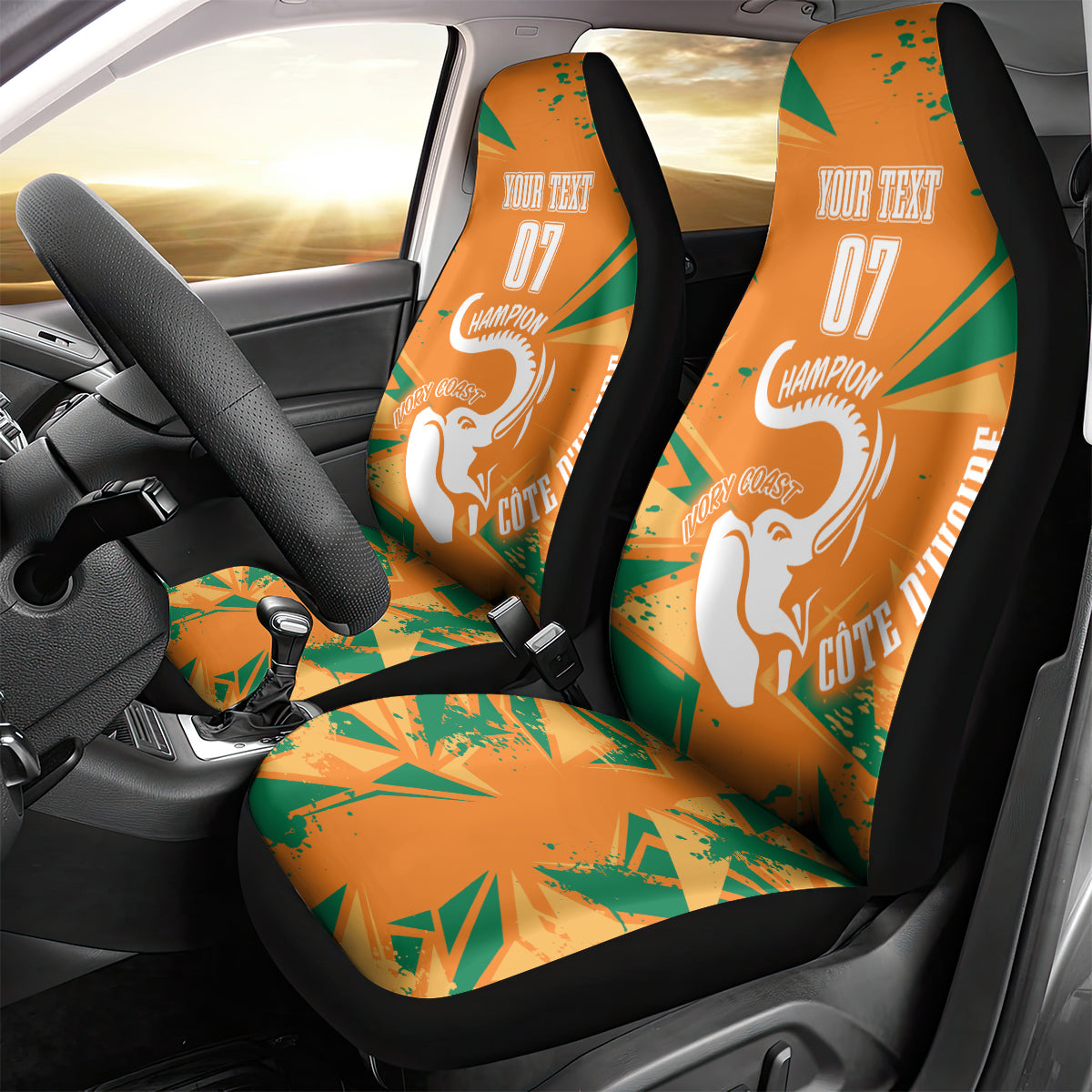 Ivory Coast Football Custom Car Seat Cover Les Elephants Champions LT7 - Wonder Print Shop