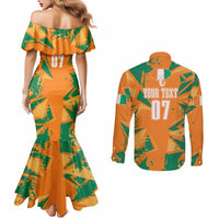 Ivory Coast Football Custom Couples Matching Mermaid Dress and Long Sleeve Button Shirt Les Elephants Champions