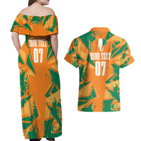 Ivory Coast Football Custom Couples Matching Off Shoulder Maxi Dress and Hawaiian Shirt Les Elephants Champions LT7 - Wonder Print Shop