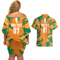 Ivory Coast Football Custom Couples Matching Off Shoulder Short Dress and Hawaiian Shirt Les Elephants Champions LT7 - Wonder Print Shop